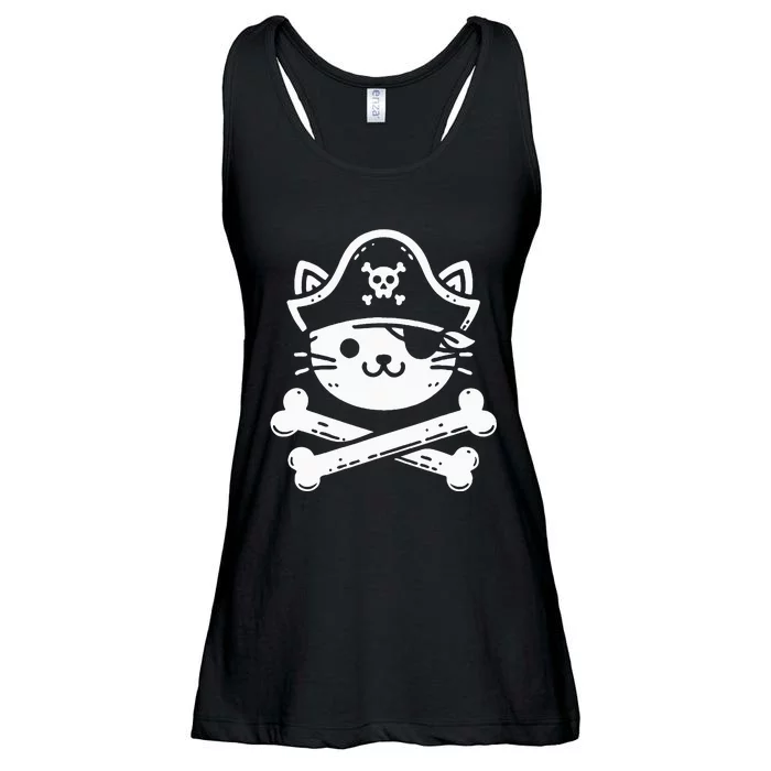 Pirate Cat Crossbones Cat Lover Cats Kitten Owner Ladies Essential Flowy Tank