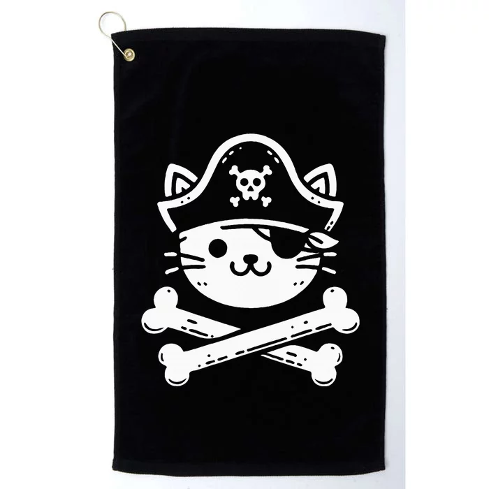 Pirate Cat Crossbones Cat Lover Cats Kitten Owner Platinum Collection Golf Towel