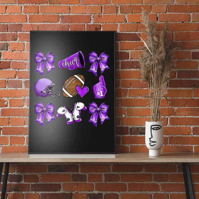 Purple Cheer Coquette Football Mom Poster