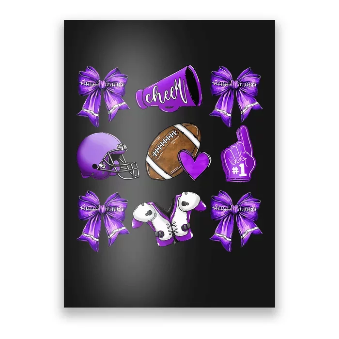 Purple Cheer Coquette Football Mom Poster