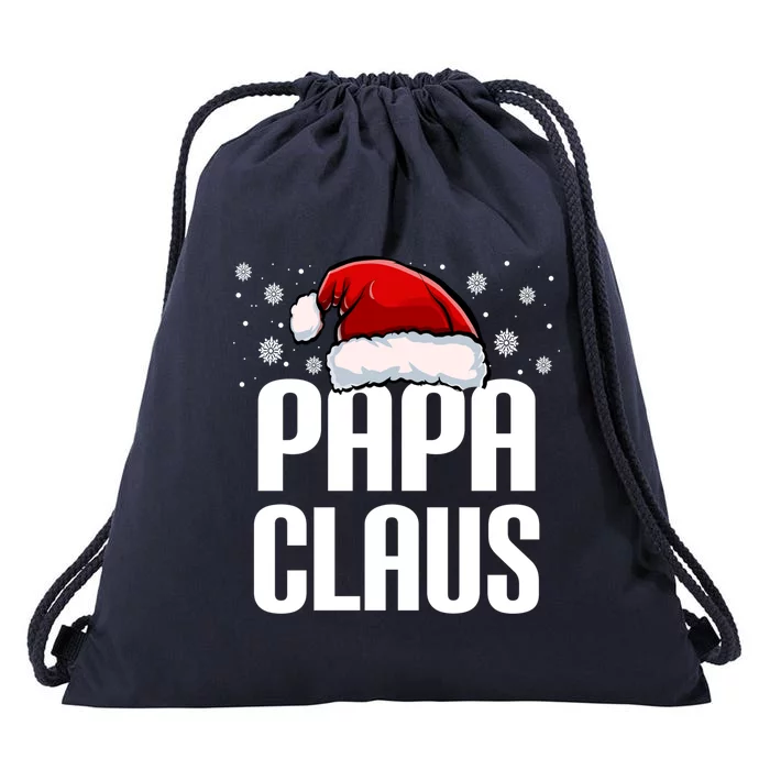 Papa Claus Christmas Pajama Family Xmas Papa Funny Santa Dad Cute Gift Drawstring Bag