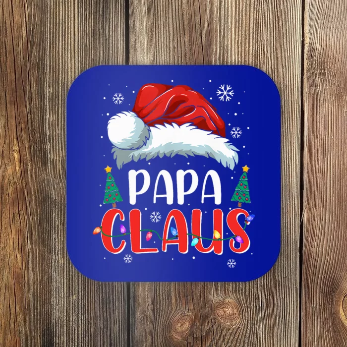 Papa Claus Christmas Lights Pajama Family Matching Coaster