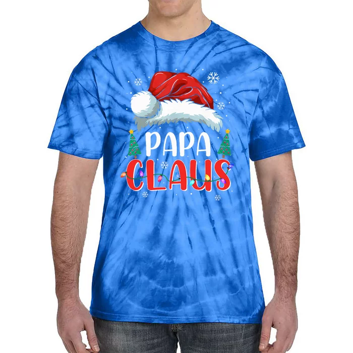 Papa Claus Christmas Lights Pajama Family Matching Tie-Dye T-Shirt