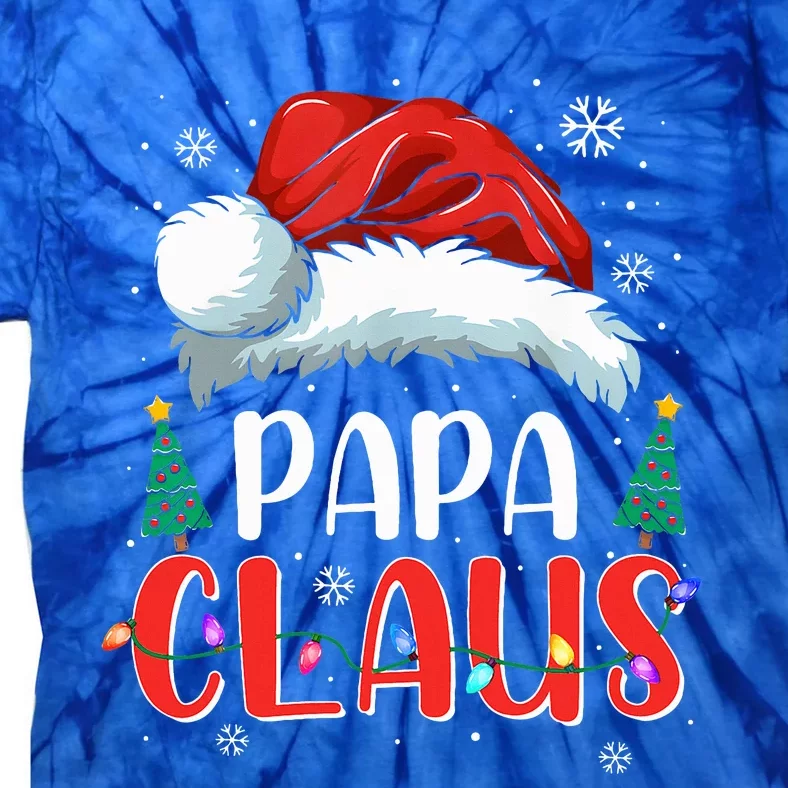 Papa Claus Christmas Lights Pajama Family Matching Tie-Dye T-Shirt