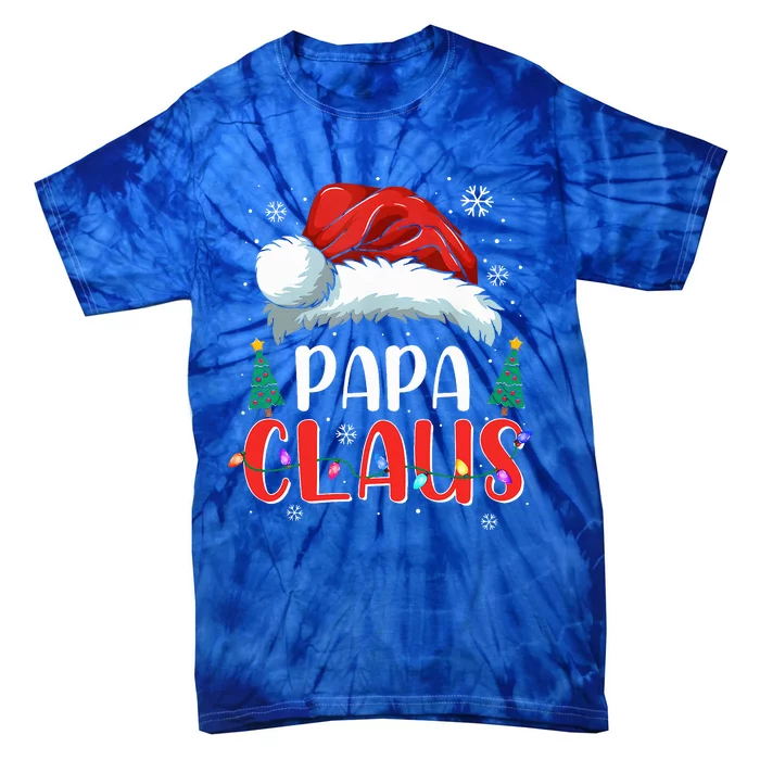 Papa Claus Christmas Lights Pajama Family Matching Tie-Dye T-Shirt