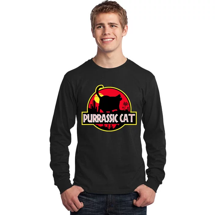 Purrassic Cat Chonk Oh Lawd For Cat Dad Cat Tall Long Sleeve T-Shirt