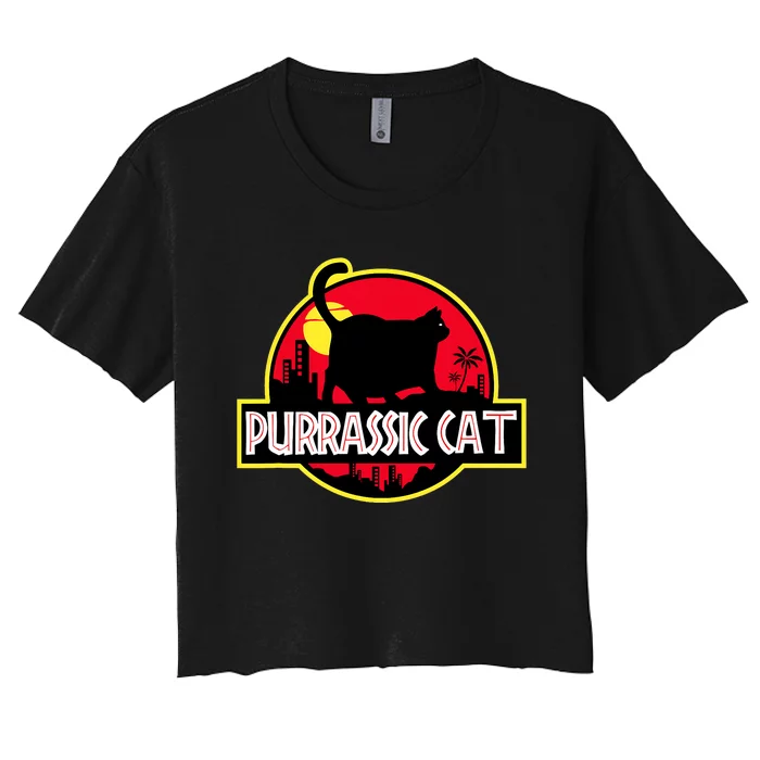 Purrassic Cat Chonk Oh Lawd For Cat Dad Cat Women's Crop Top Tee