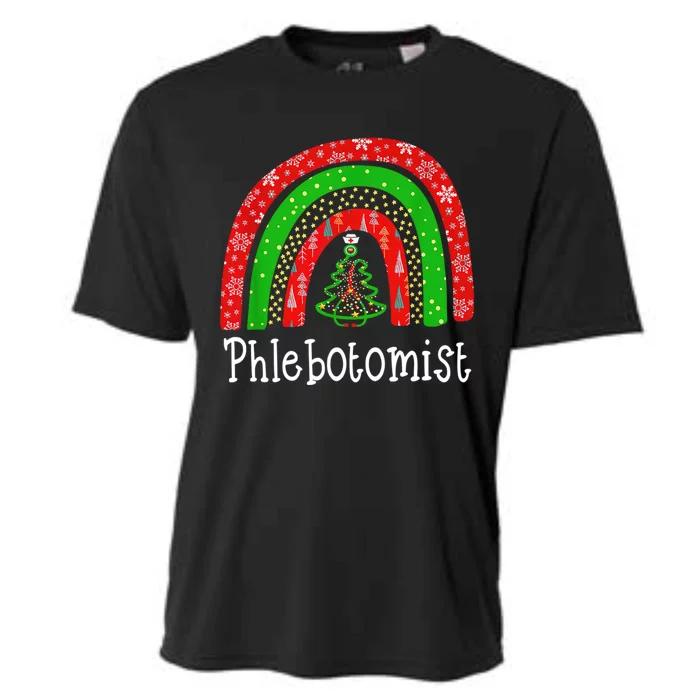 Phlebotomist Christmas Cute Rainbow Stethoscope Tree Xmas Gift Cooling Performance Crew T-Shirt