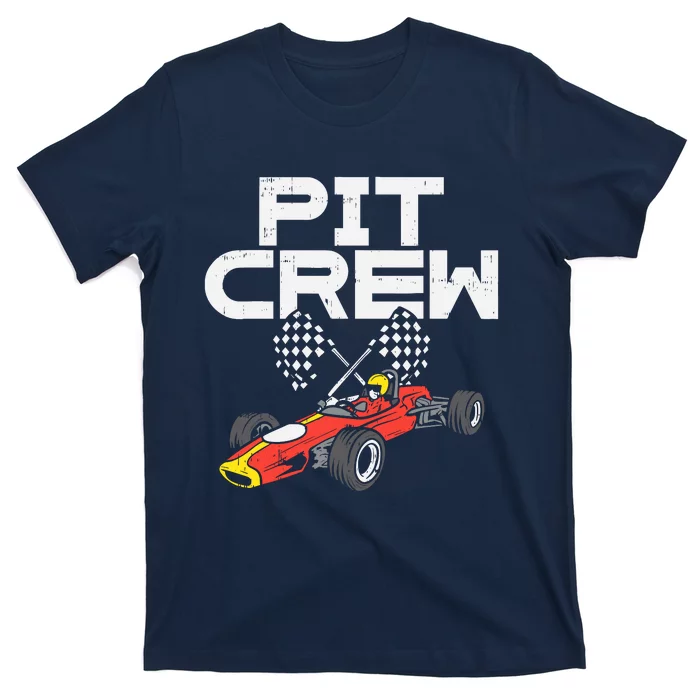 Pit Crew Checkered Flag Race Car Driver Racing Racer Gift T-Shirt