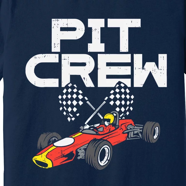 Pit Crew Checkered Flag Race Car Driver Racing Racer Gift Premium T-Shirt