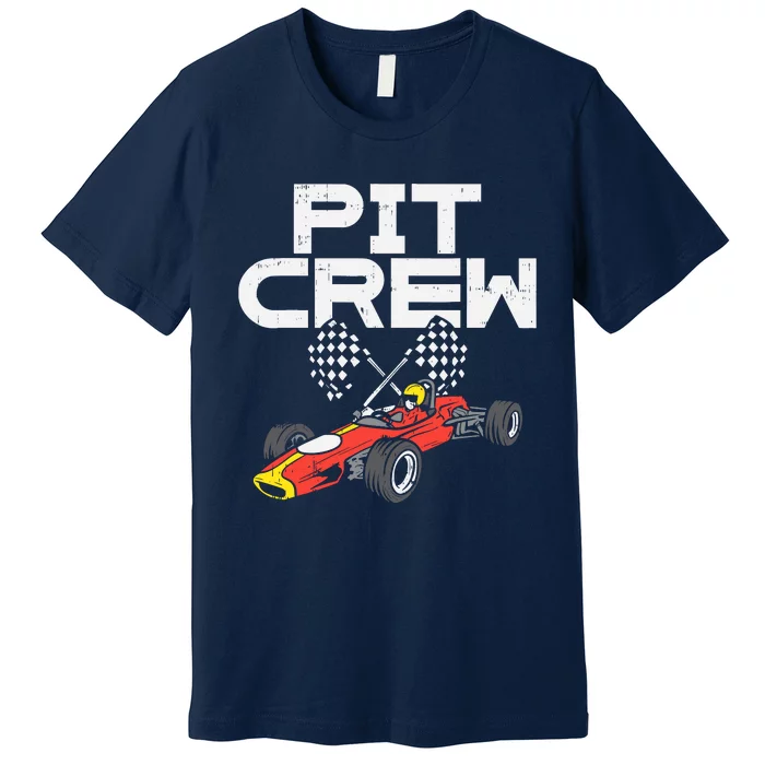 Pit Crew Checkered Flag Race Car Driver Racing Racer Gift Premium T-Shirt