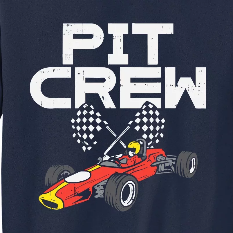 Pit Crew Checkered Flag Race Car Driver Racing Racer Gift Tall Sweatshirt