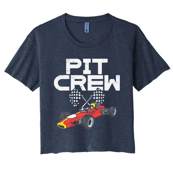 Pit Crew Checkered Flag Race Car Driver Racing Racer Gift Women's Crop Top Tee