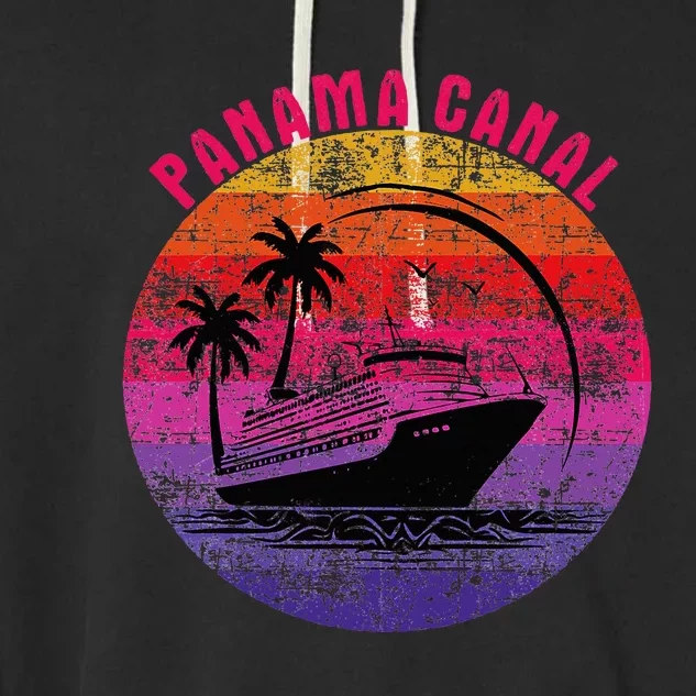 Panama Canal Cruise Retro Sunset Family Reunion Garment-Dyed Fleece Hoodie