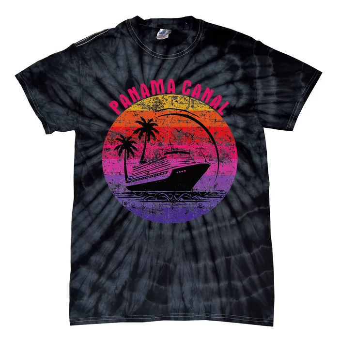 Panama Canal Cruise Retro Sunset Family Reunion Tie-Dye T-Shirt