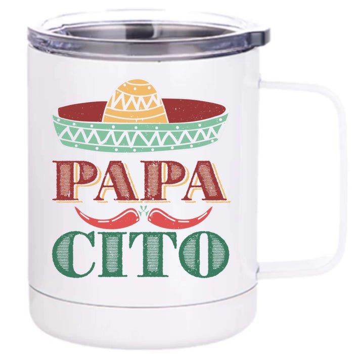 Papa Cito Cinco De Mayo Sombrero Hat Mexican Father Fiesta Gift Front & Back 12oz Stainless Steel Tumbler Cup