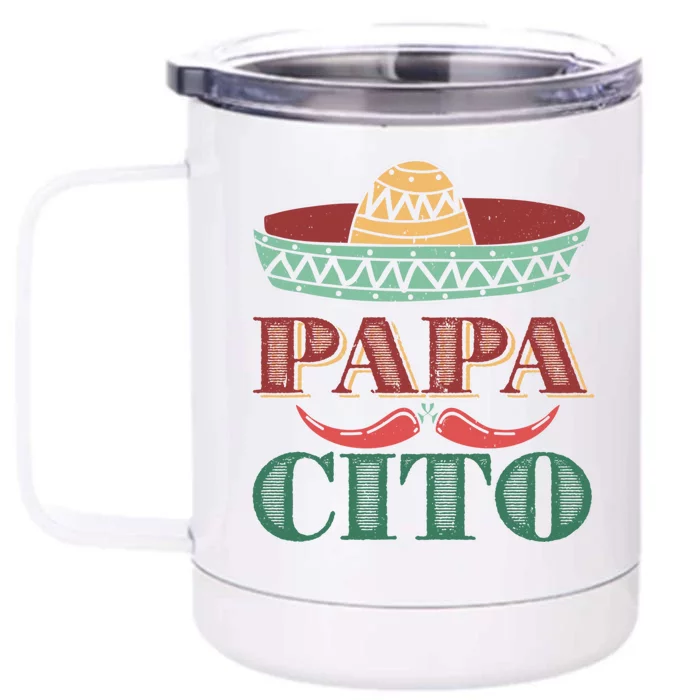 Papa Cito Cinco De Mayo Sombrero Hat Mexican Father Fiesta Gift Front & Back 12oz Stainless Steel Tumbler Cup