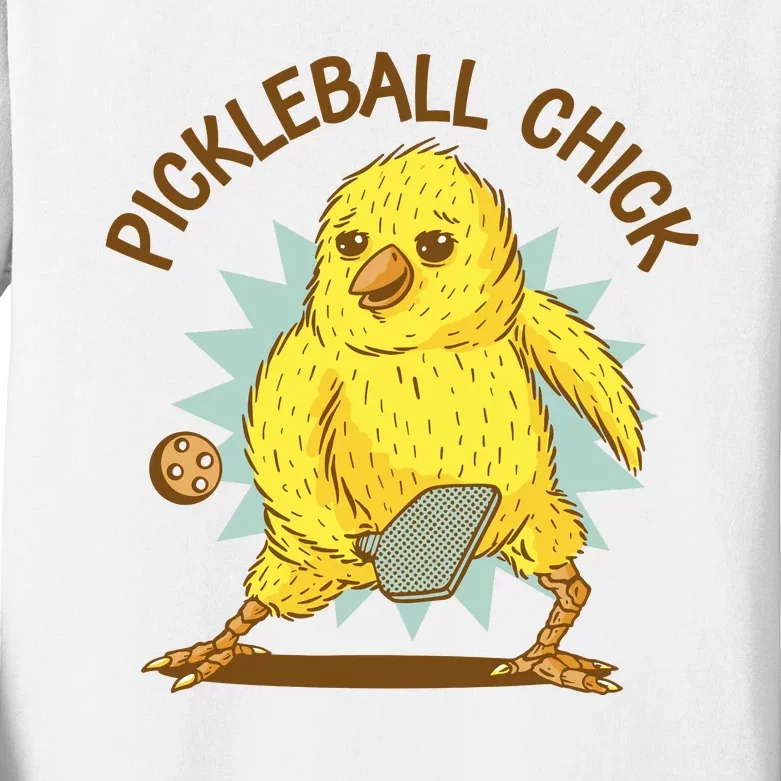 Pickleball Chick Cute Sport Kids Long Sleeve Shirt