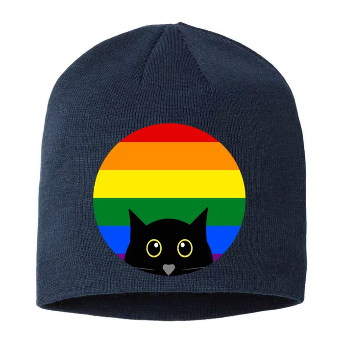 Peeking Cat Colorful Rainbow 8 1/2in Sustainable Knit Beanie