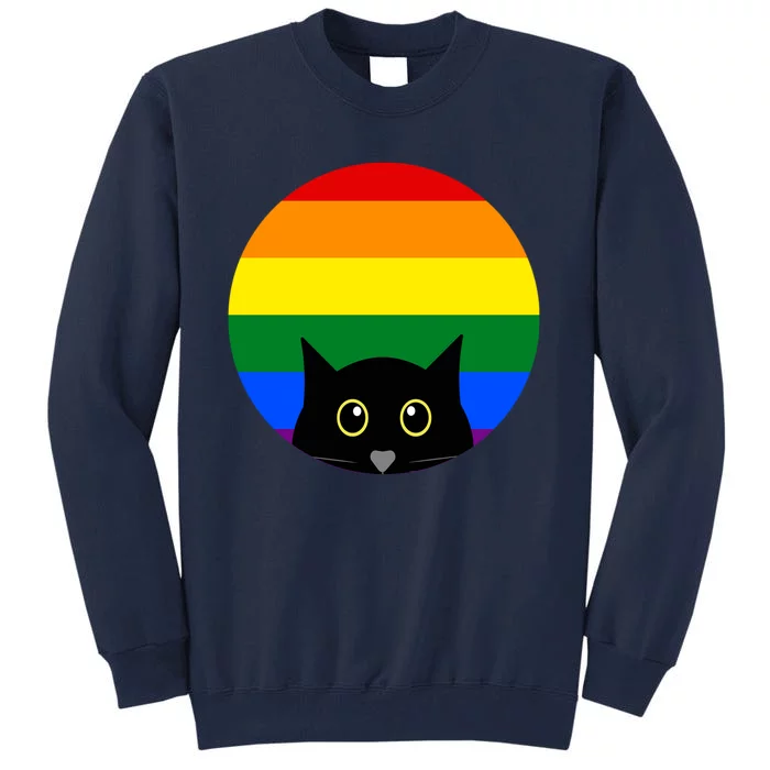 Peeking Cat Colorful Rainbow Tall Sweatshirt