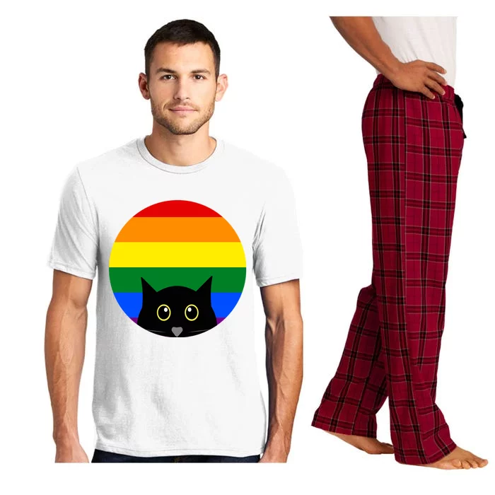 Peeking Cat Colorful Rainbow Pajama Set