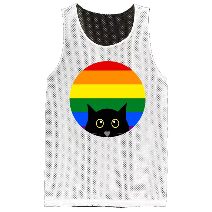 Peeking Cat Colorful Rainbow Mesh Reversible Basketball Jersey Tank