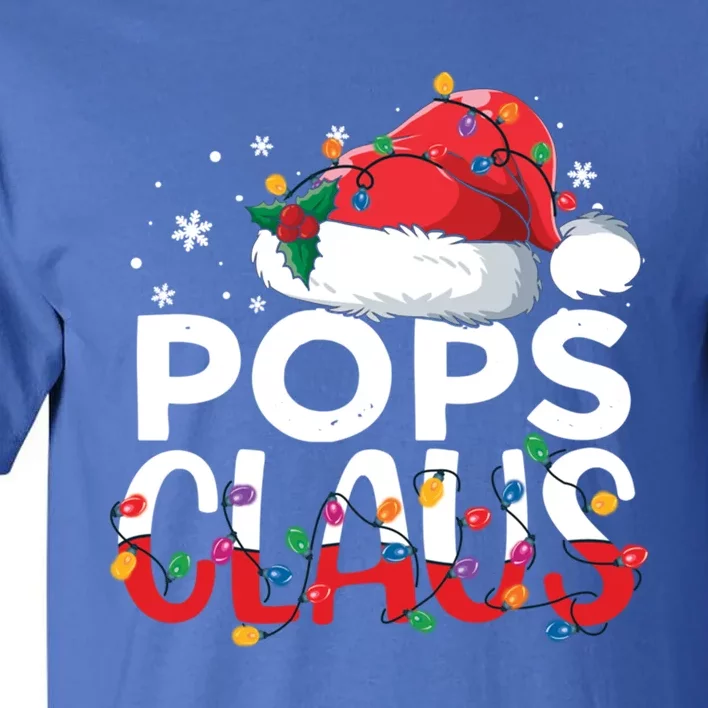 Pops Claus Christmas Santa Hat Matching Family Xmas Lights Funny Gift Tall T-Shirt