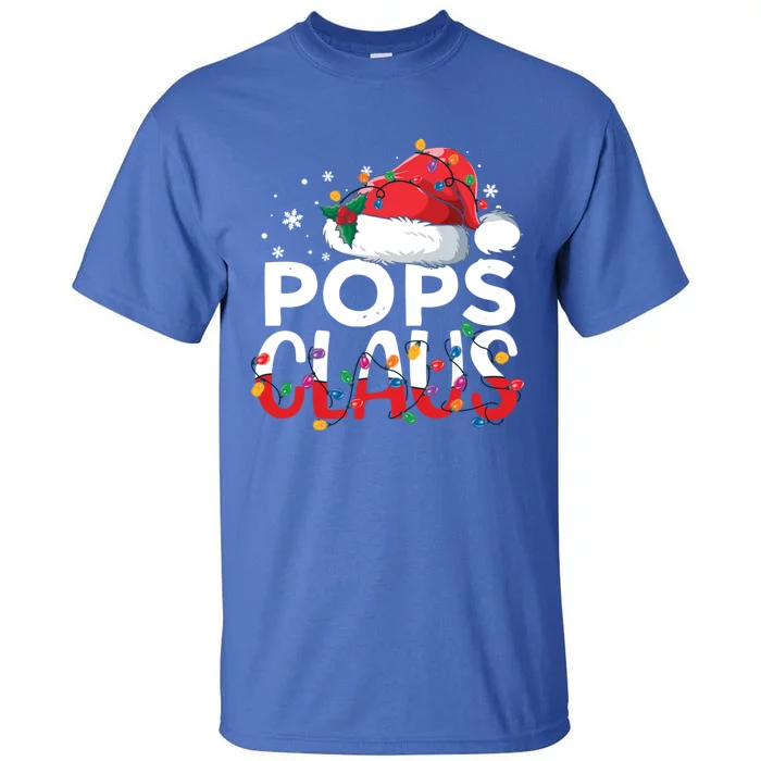 Pops Claus Christmas Santa Hat Matching Family Xmas Lights Funny Gift Tall T-Shirt