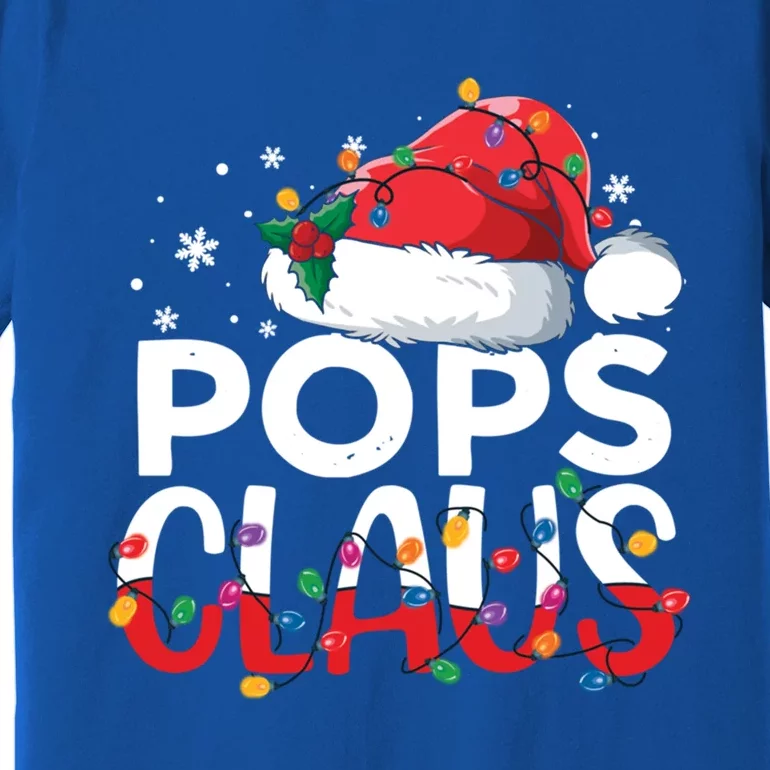 Pops Claus Christmas Santa Hat Matching Family Xmas Lights Funny Gift Premium T-Shirt