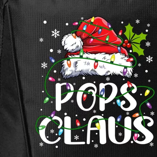 Pops Claus Christmas Santa Hat Matching Family Xmas Lights Gift City Backpack