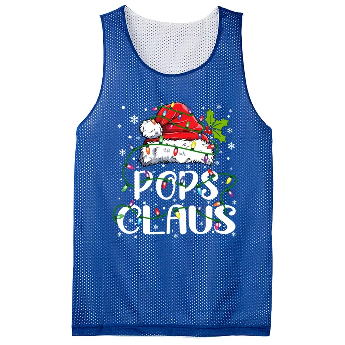 Pops Claus Christmas Santa Hat Matching Family Xmas Lights Gift Mesh Reversible Basketball Jersey Tank