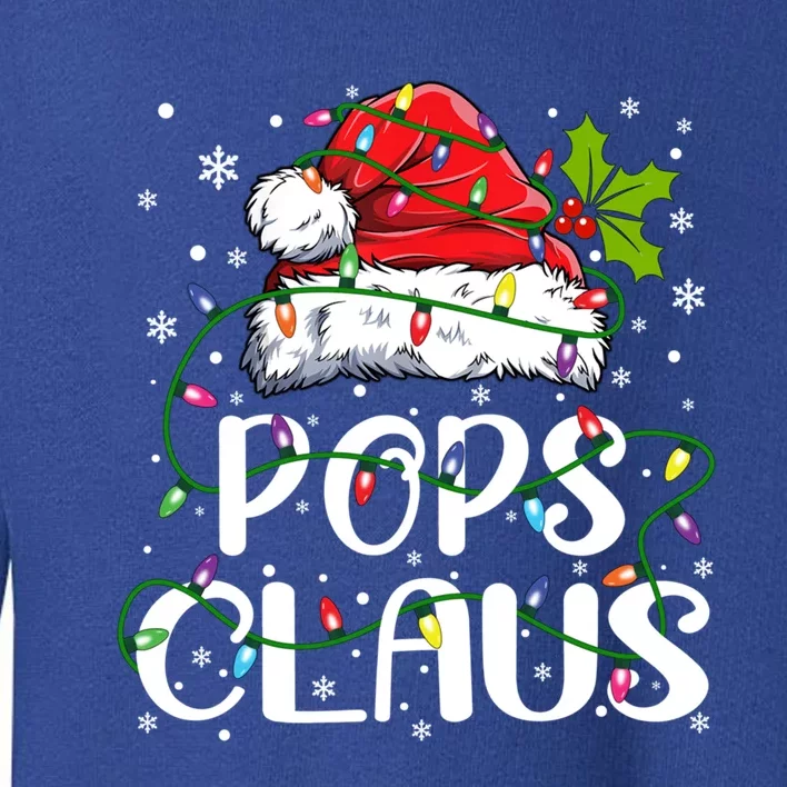 Pops Claus Christmas Santa Hat Matching Family Xmas Lights Gift Toddler Sweatshirt