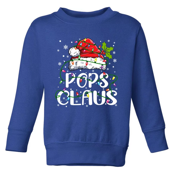 Pops Claus Christmas Santa Hat Matching Family Xmas Lights Gift Toddler Sweatshirt