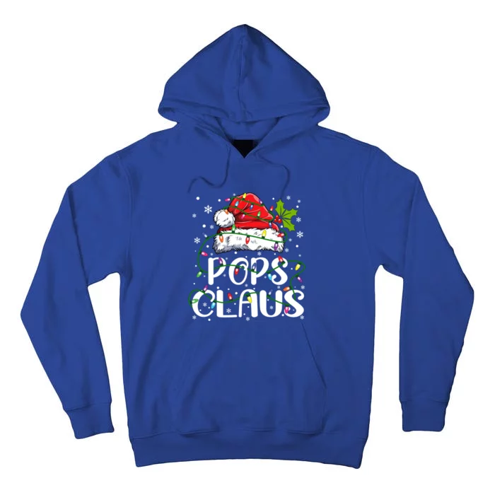 Pops Claus Christmas Santa Hat Matching Family Xmas Lights Gift Tall Hoodie