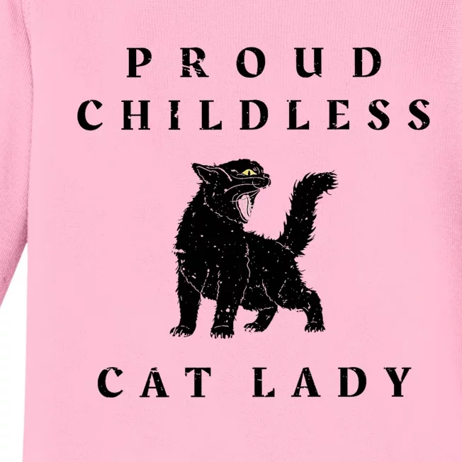 Proud Childless Cat Lady Kamala 2024 Election Political Baby Long Sleeve Bodysuit