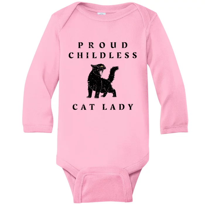 Proud Childless Cat Lady Kamala 2024 Election Political Baby Long Sleeve Bodysuit