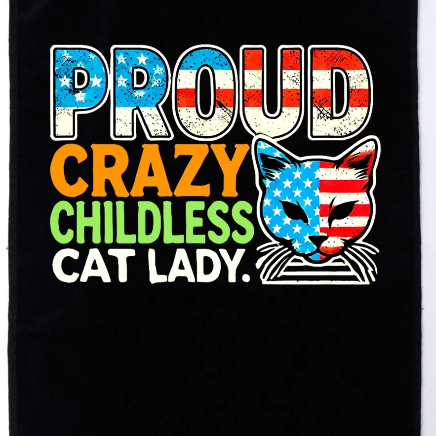 Proud Crazy Childless Cats Lady Cats Lover Usa Flag Platinum Collection Golf Towel