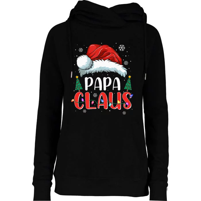 Papa Claus Christmas Lights Pajama Family Matching Womens Funnel Neck Pullover Hood