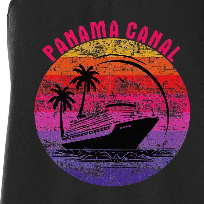 Panama Canal Cruise Retro Sunset Family Reunion Women's Racerback Tank