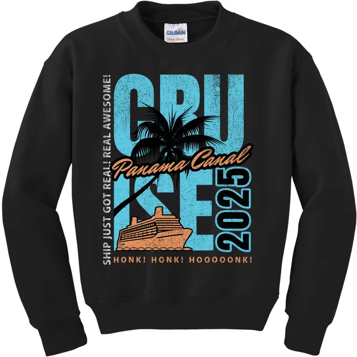 Panama Canal Cruise 2025 Funny Souvenir Palm Tree Vacation Kids Sweatshirt