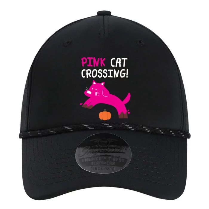 Pink Cat Crossing Pumskin Funny Halloween Gift Performance The Dyno Cap