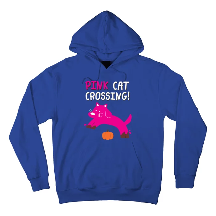 Pink Cat Crossing Pumskin Funny Halloween Gift Hoodie