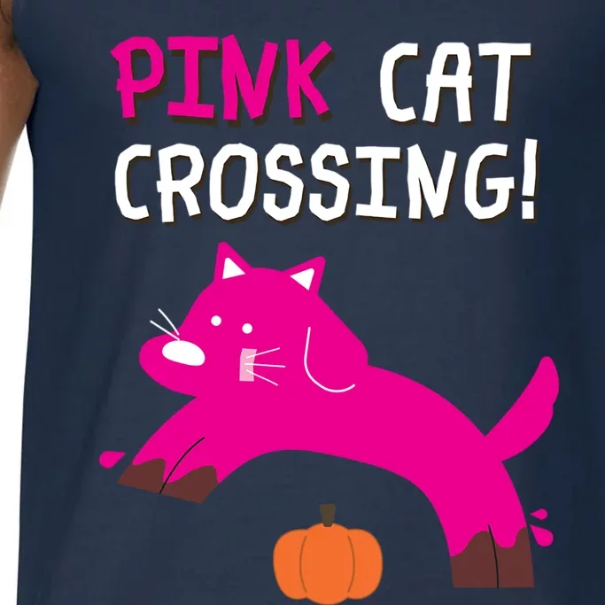 Pink Cat Crossing Pumskin Funny Halloween Gift Comfort Colors® Tank Top