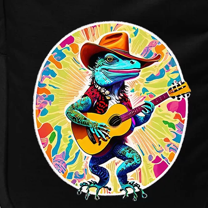 Psychedelic Country Cow Iguana Lizard Playing Guitar Impact Tech Backpack