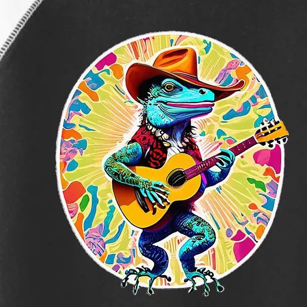 Psychedelic Country Cow Iguana Lizard Playing Guitar Toddler Fine Jersey T-Shirt