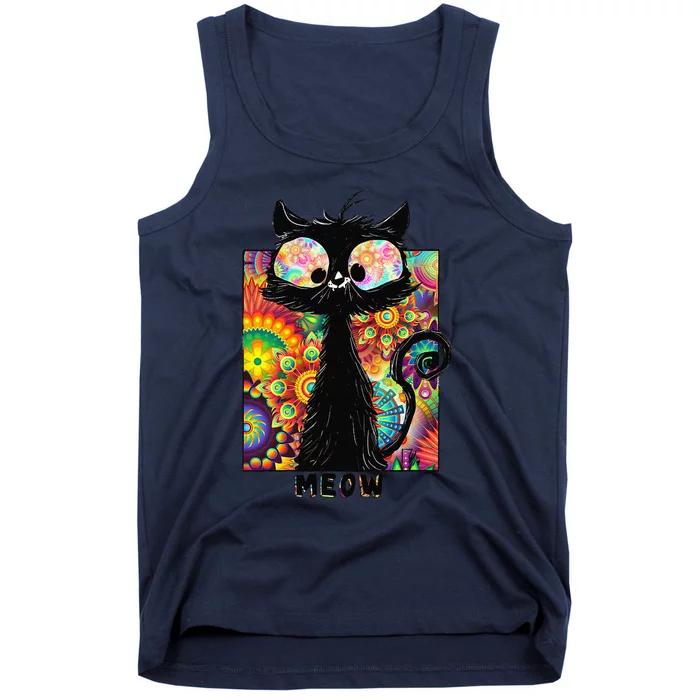 Psychedelic Cat Colored Cat Tee Funny Cat Tee Tank Top