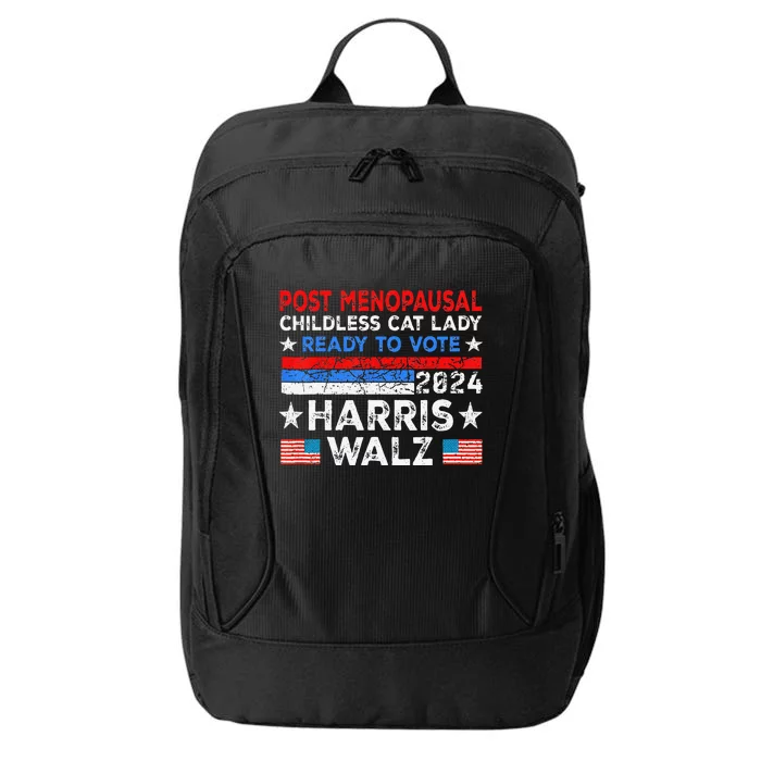 Postmenopausal Childless Cat Lady Ready To Vote Kamala City Backpack