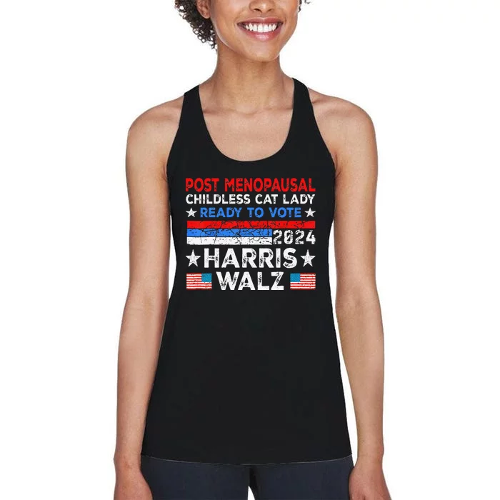 Postmenopausal Childless Cat Lady Ready To Vote Kamala Women's Racerback Tank