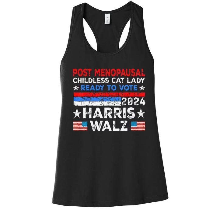 Postmenopausal Childless Cat Lady Ready To Vote Kamala Women's Racerback Tank