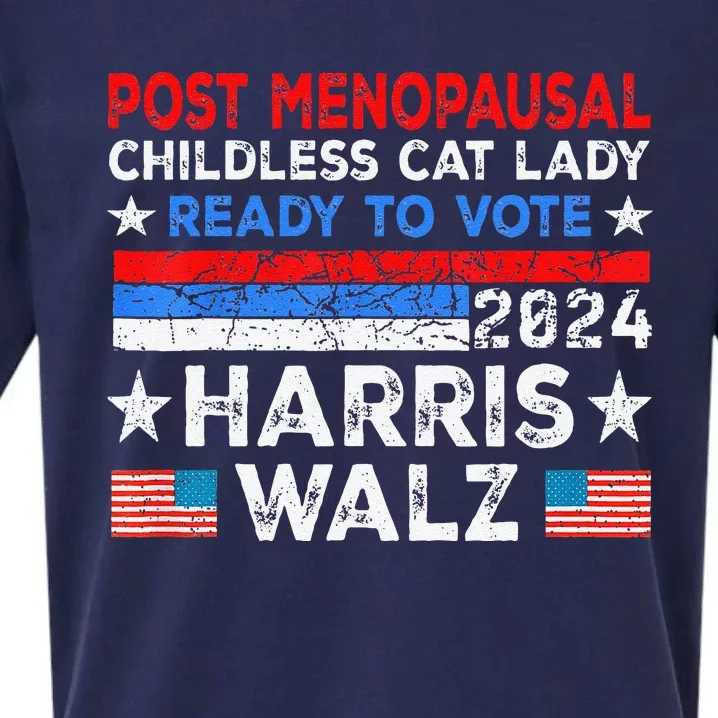 Postmenopausal Childless Cat Lady Ready To Vote Kamala Sueded Cloud Jersey T-Shirt